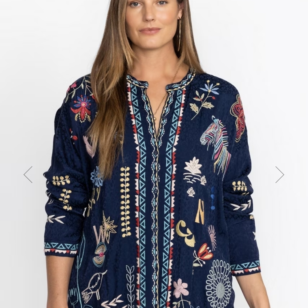 Johnny Was Multicolor Embroidered Blouse